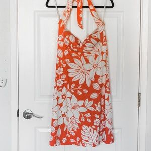 Tommy Bahama Orange/White Floral Halter Dress